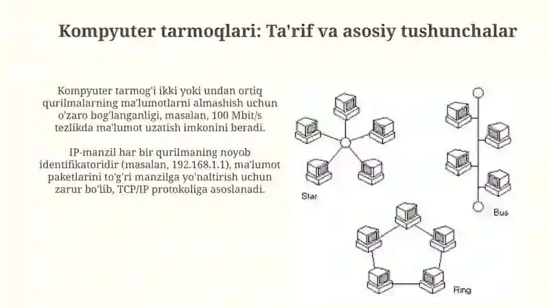Kompyuter tarmoqlari.Tarmoq topologiyasi 3