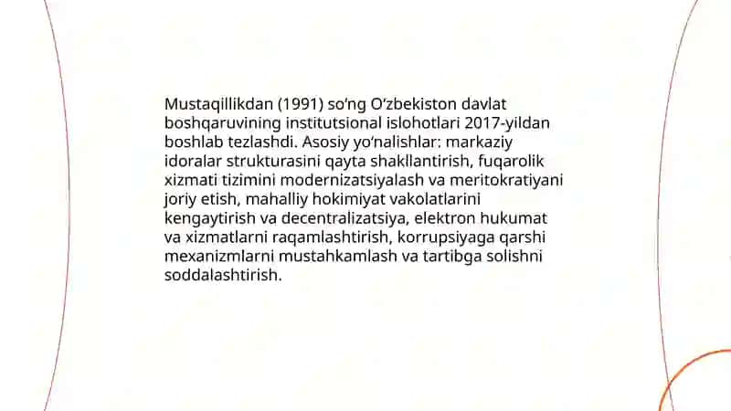 Mustaqillik yillarida davlat boshqaruvi tizimida amalga oshirilayotgan islohotlar 3