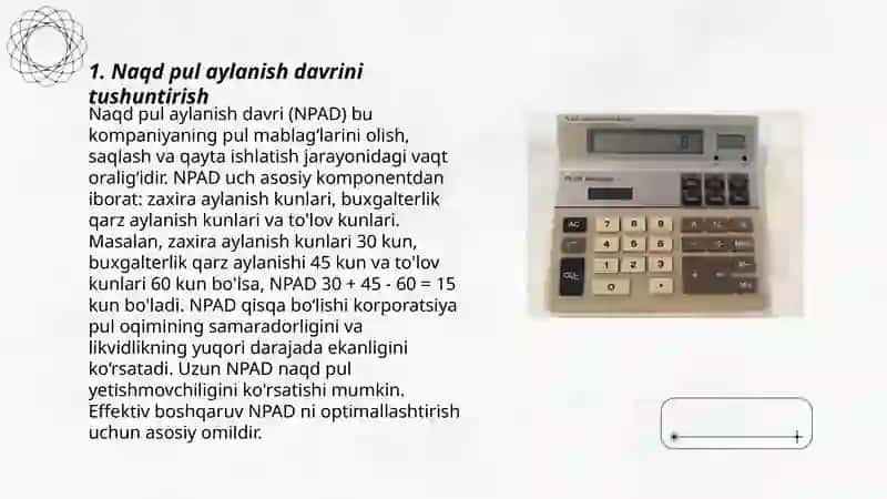 Naqd pul aylanish davrini hisoblash 3