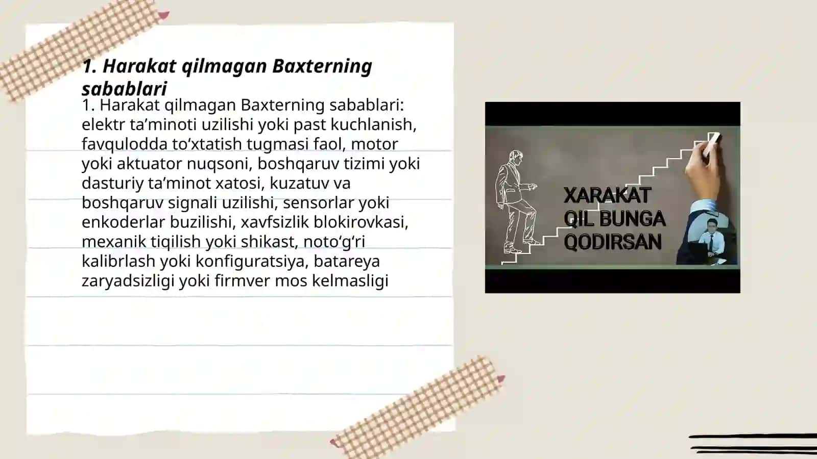 Harakat qilmagan Baxterning sabablari 3