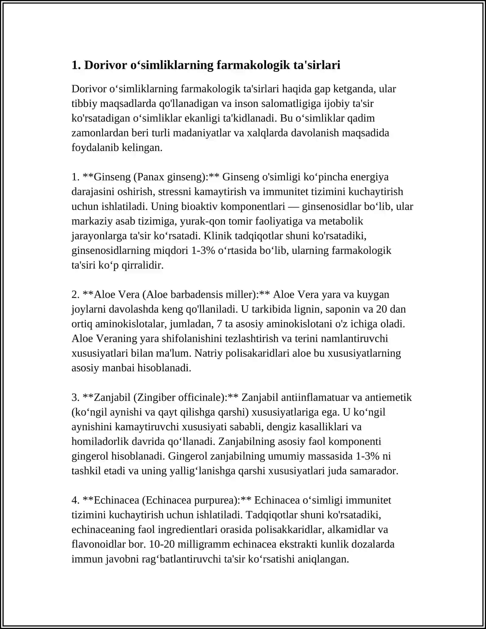 MUSTAQIL ISH Mavzu: DORIVOR O‘SIMLIKLARNING NOJO'YA TA’SIRLARI 3