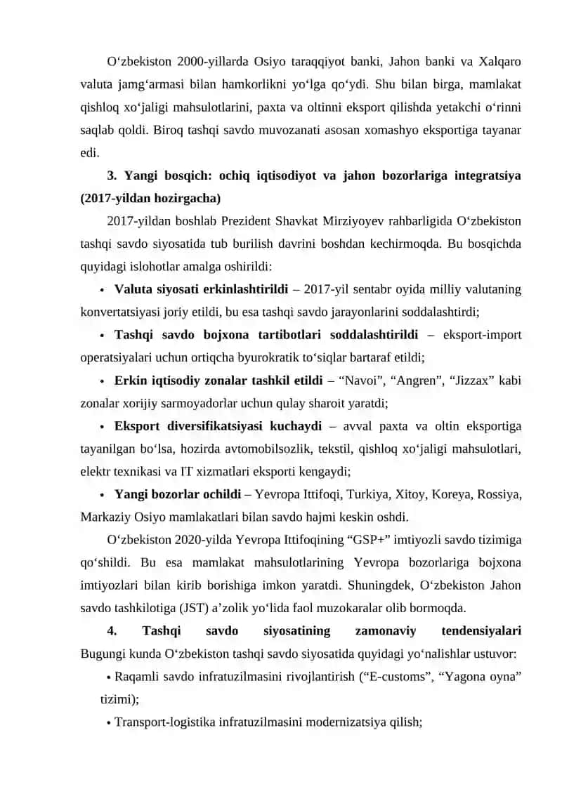 O‘ZBEKISTONNING TASHQI SAVDO SIYOSATI EVOLYUTSIYASI 3