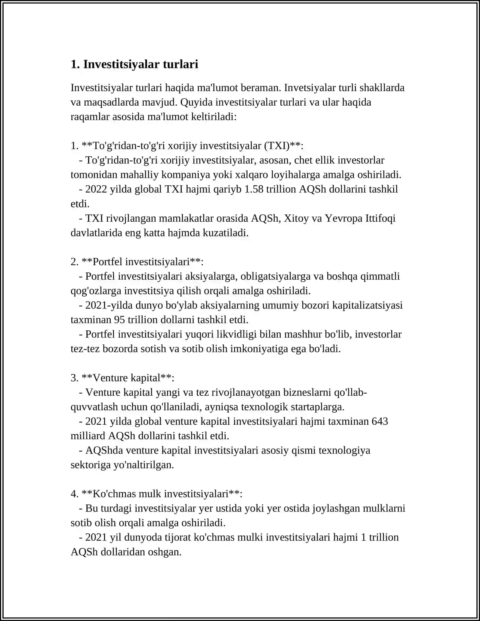 INVESTITSIYALAR VA INVESTITSION SIYOSAT 3