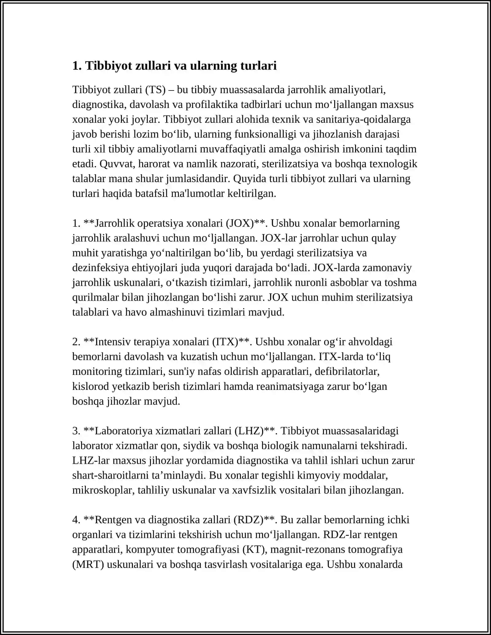 TIBBIYOT ZULUKLARI, AXAMIYATI VA ULARNING SAQLANISHIGA QOYILGAN TALABLAR 3