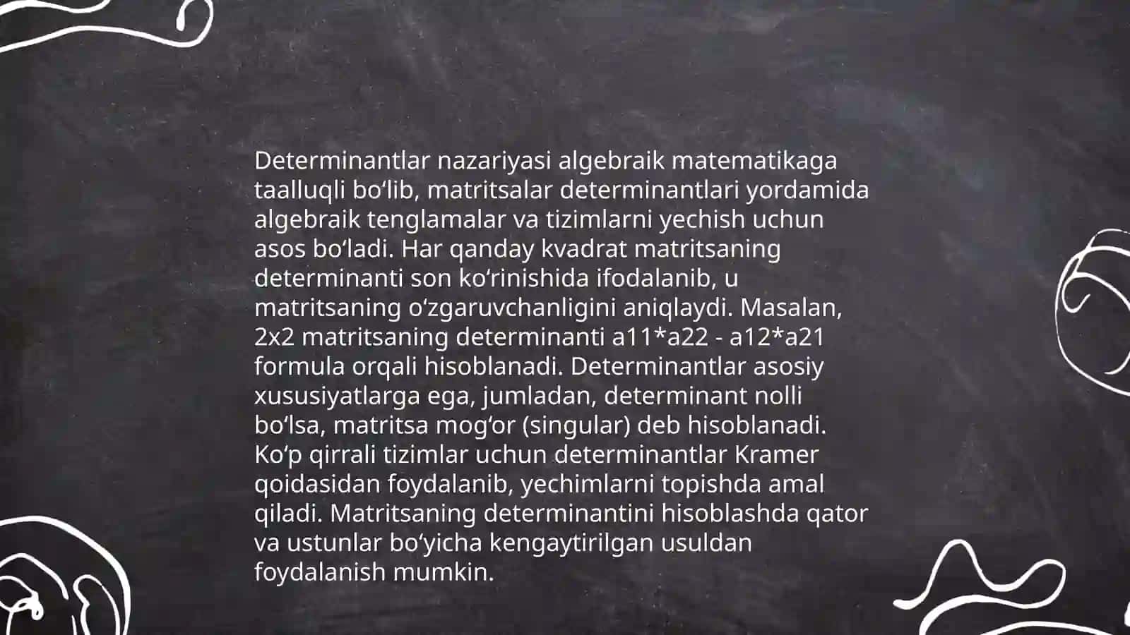 Determinantlar nazariyasini aksiomatik qurish 3