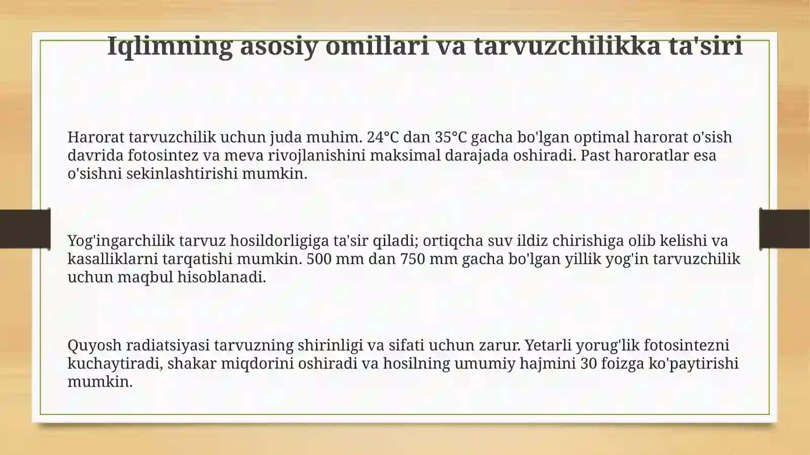 Iqlimning tarvuz yetishtirishga ta'siri: Asosiy omillar va mexanizmlar 3
