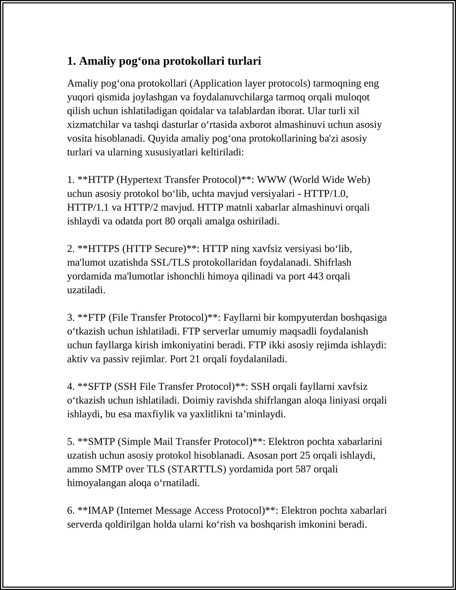 AMALIY POG‘ONA PROTOKOLLARI. FUNKSIYALARITELNET. FTP VA TFTP. NETWORK TIME PROTOCOL 3