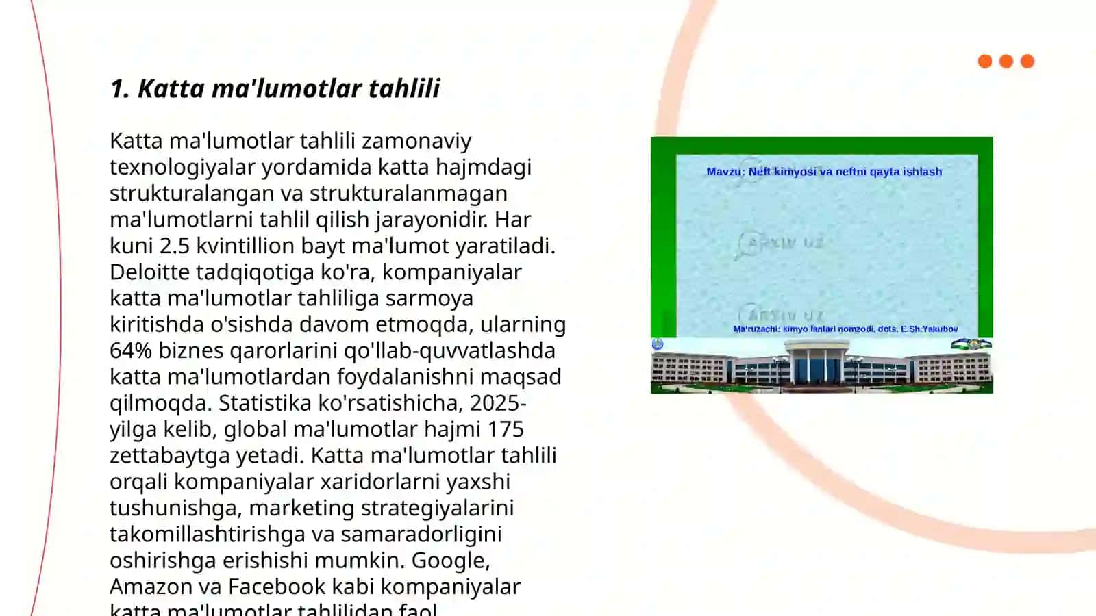 Katta ma‘lumotlarni qayta ishlash texnalogiyasi 3