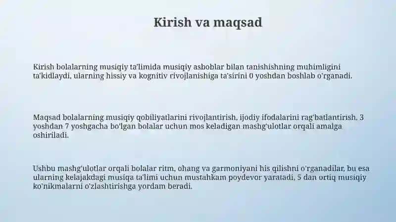 Bolalar musiqa asboblarida jo‘rlik mashg‘ulotlarini ishlab chiqish 3