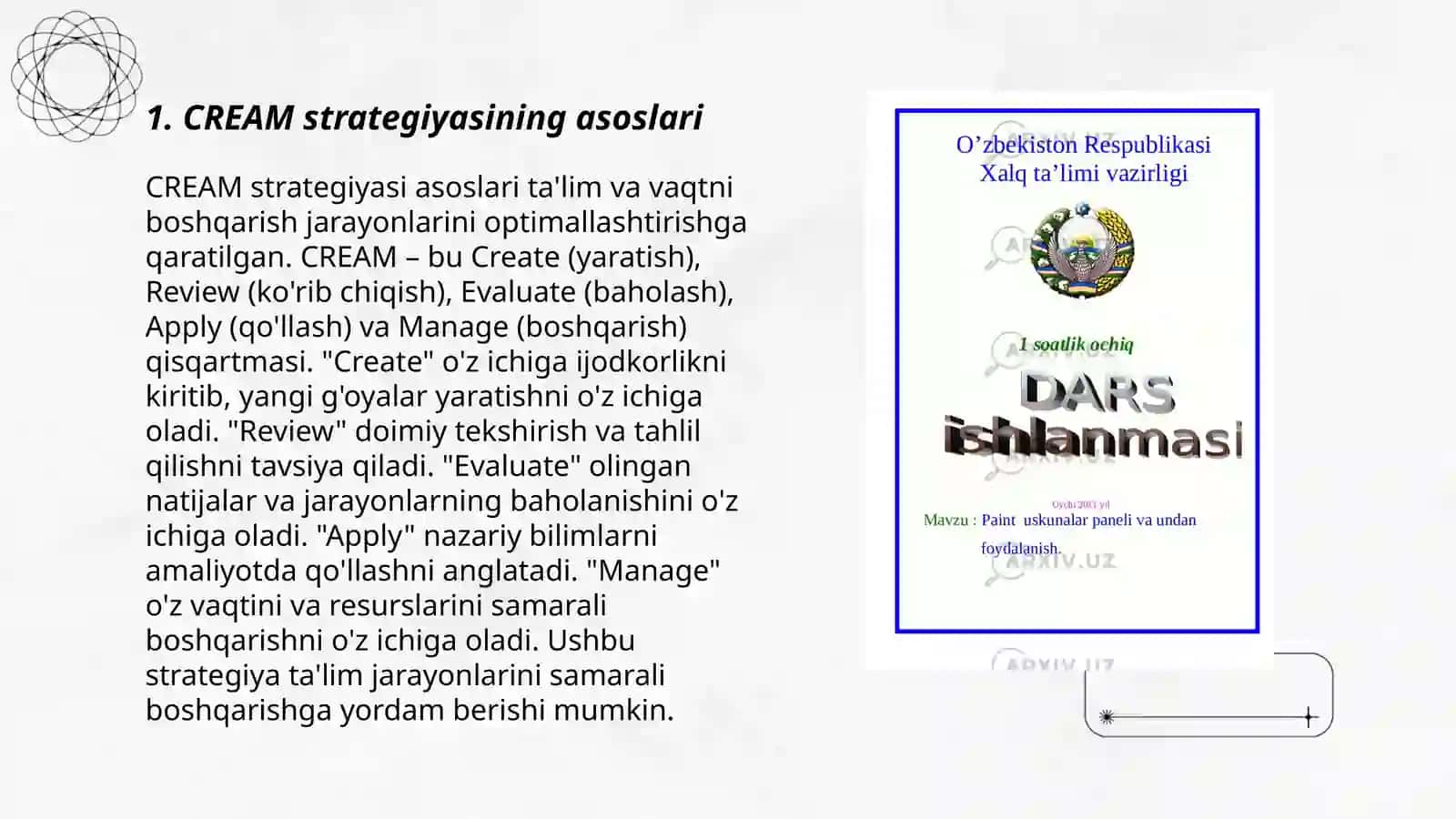 CREAM strategiyasi va undan samarali foydalanish 3