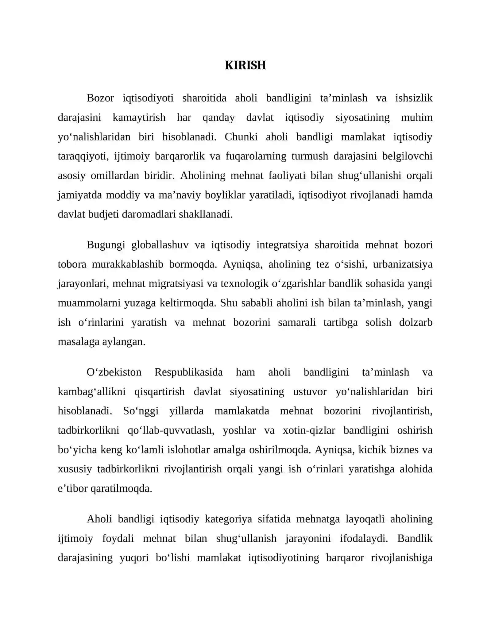 Mavzu: “Aholi bandligi muammosining iqtisodiy mohiyati” 3