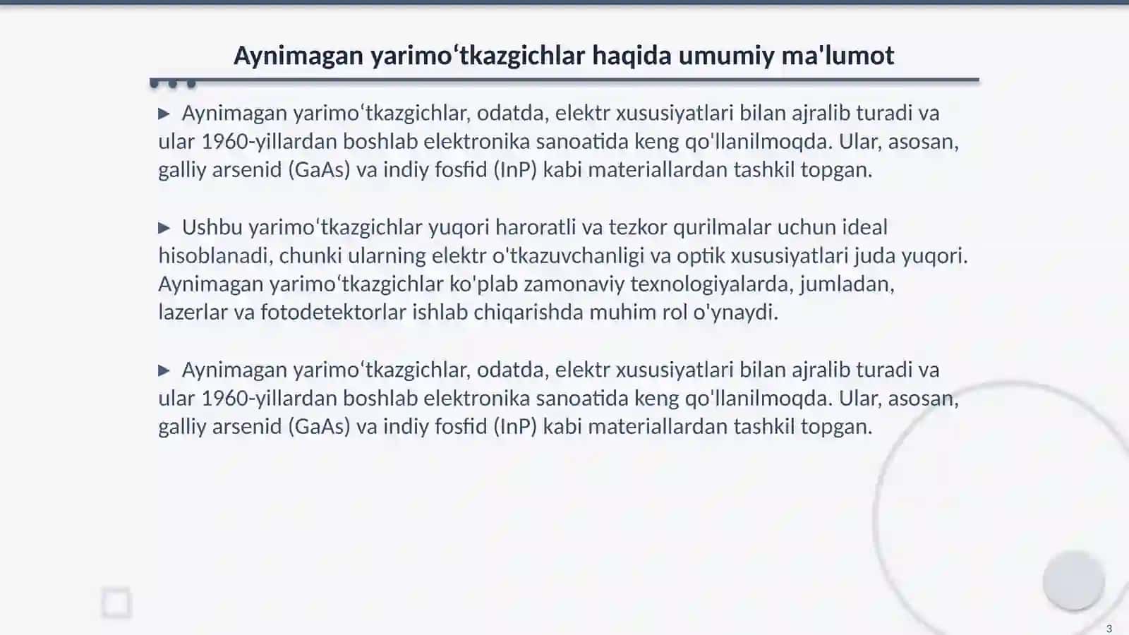 Aynimagan yarimoʻtkazgichlar 3
