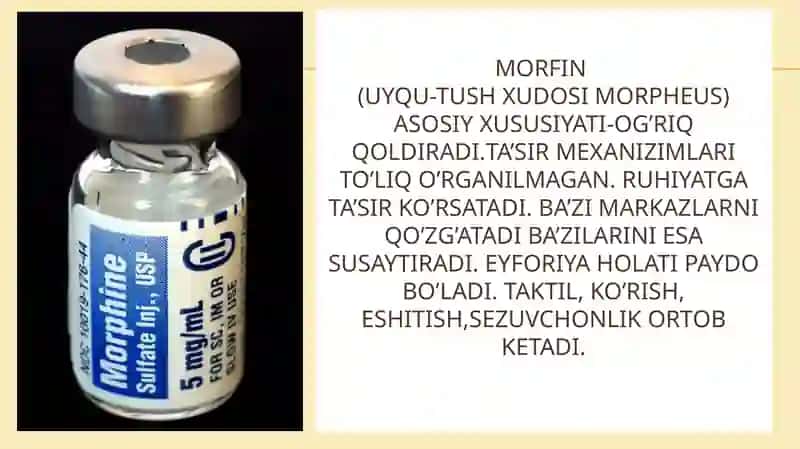 Analgetiklar. Narkomaniya va uning asoratlari 3