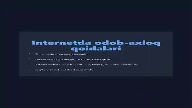 Internet tarmog'idan foidalanish bo'yicha sog'lom muxitni shaklantirish. 3