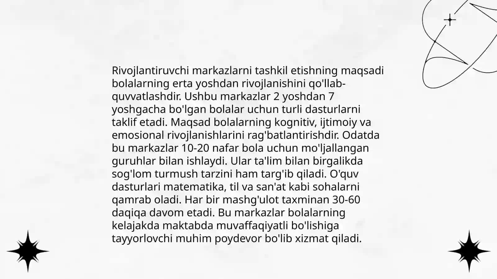 Rivojlantiruvchi markazlarda ta'limiy faoliyat va ularga qo'yiladigan talablar 3