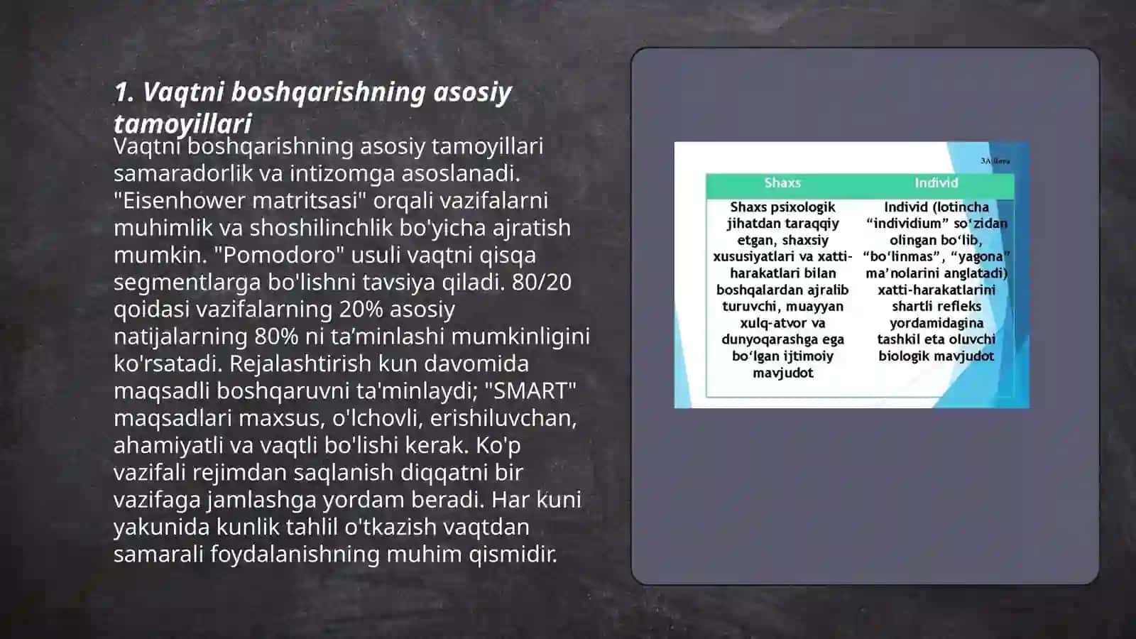Vaqtni boshqarish san'ati tushunchasi va uning mazmuni 3