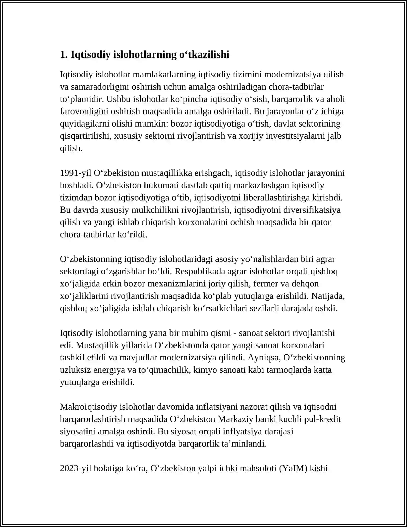 MUSTAQILLIK YILLARIDA OʻZBEKISTONDAGI IJTIMOIY IQTISODIY OʻZGARISHLAR 3
