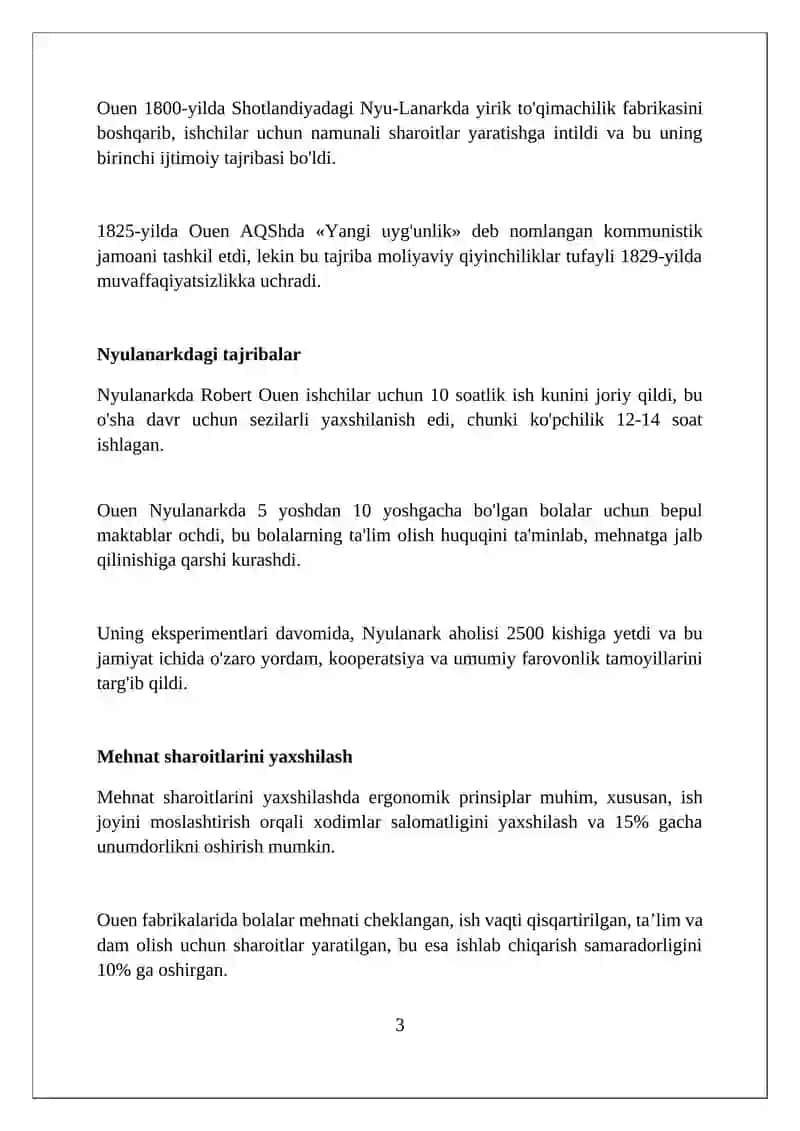 R.Ouenning amaliy faoliyati, kapitalizm tanqidi 3