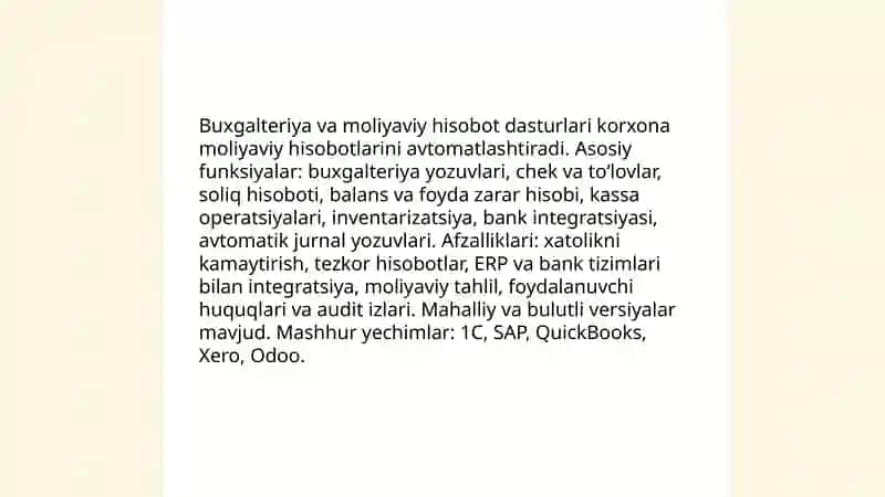 Buxgalteriya va moliyaviy hisobot dasturlari 3