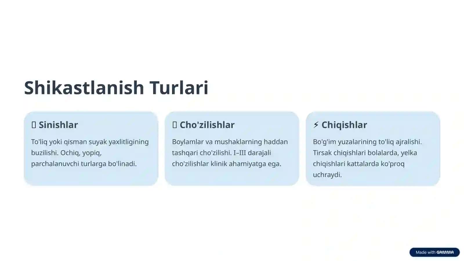 Yelka va Tirsak Suyaklari Shikastlanishi 3