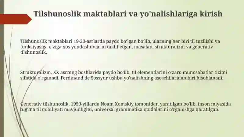 Tilshunoslik maktablari va yo'nalishlariga kirish 3