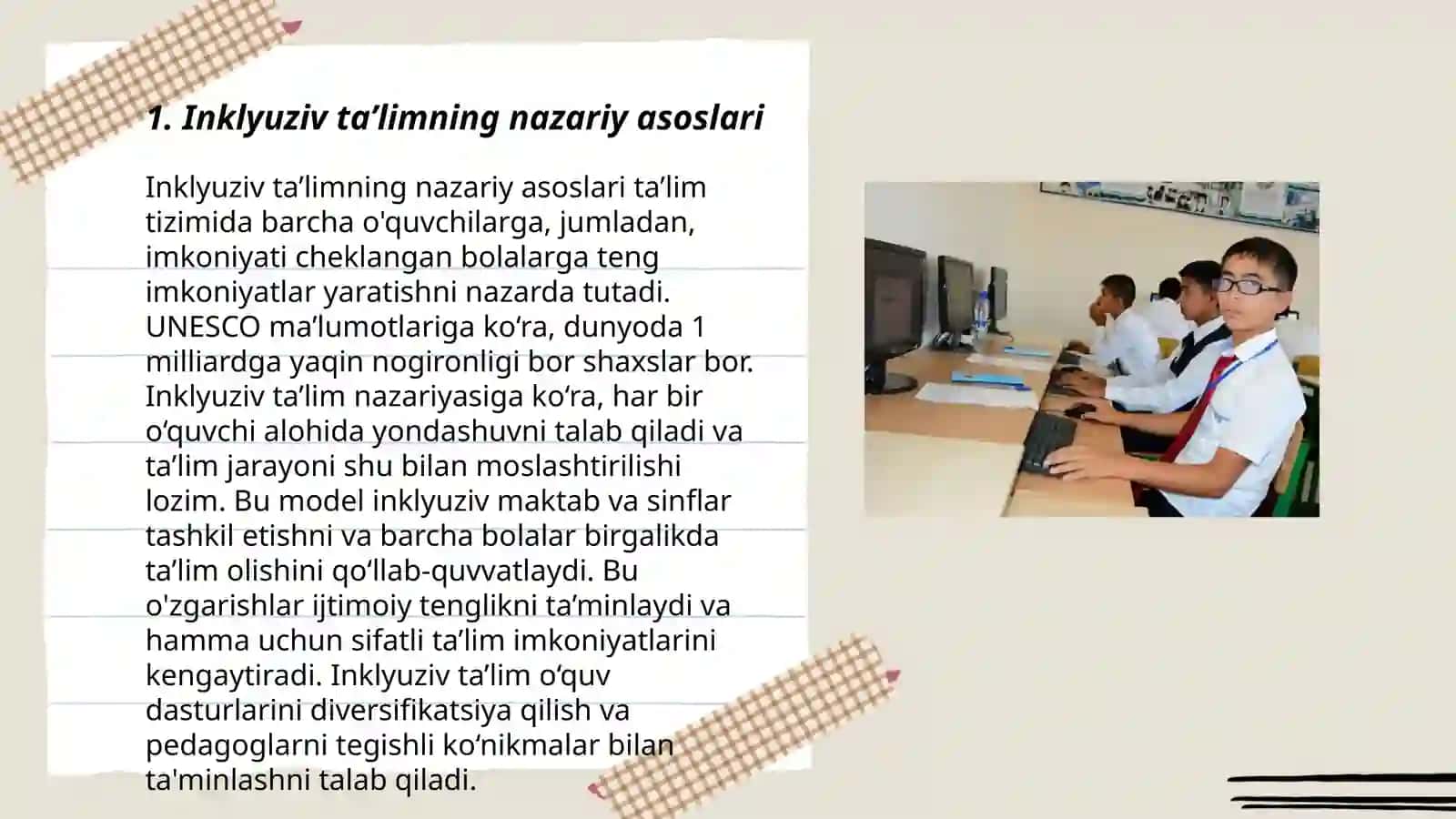 Inklyuziv ta’limni xorijiy davlatlarda nazariy va amaliy jihatdan qo‘llab-quvvatlanishi 3