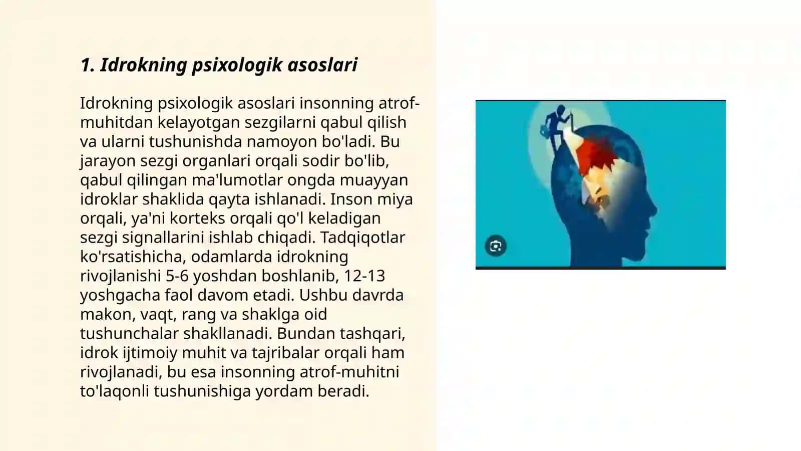 Idrok haqida tushuncha perseptiv ong 3