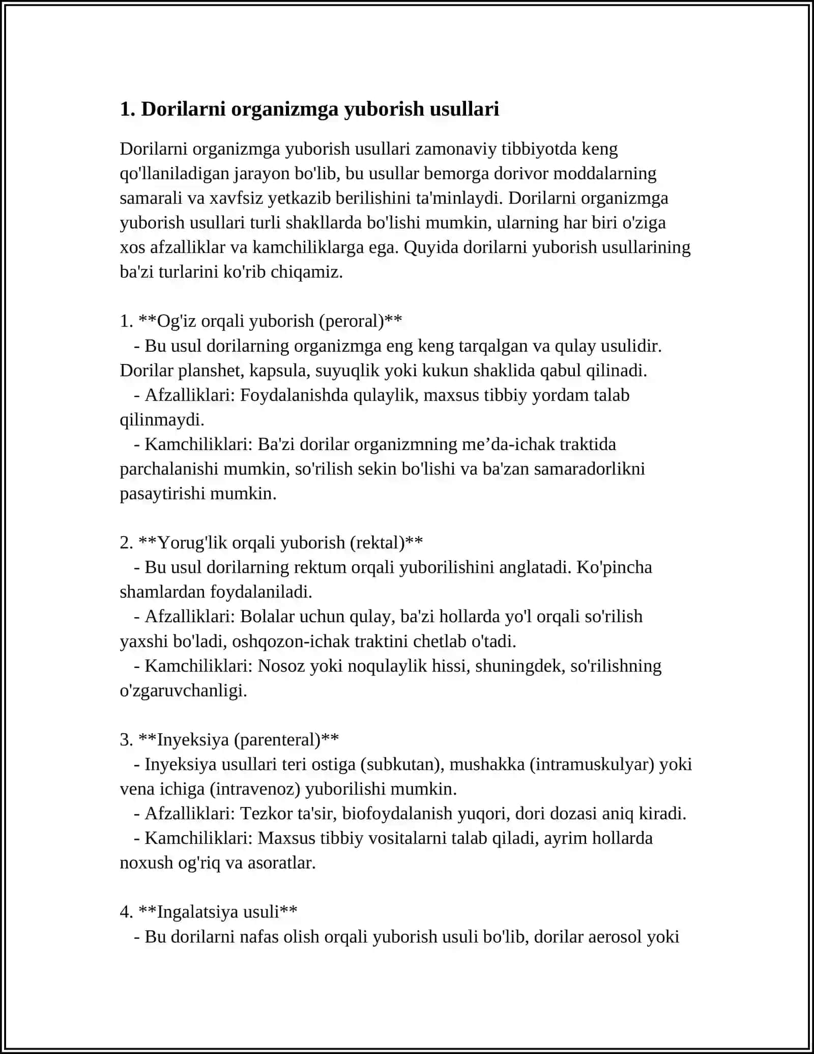 DORILARNI ORGANIZMGA YUBORISH YO'LLARI VA SAQLASH QOIDALARI 3