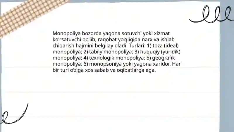Monopoliyaga qarshi iqtisodiy siyosat varaqobatni rivojlantirish 3