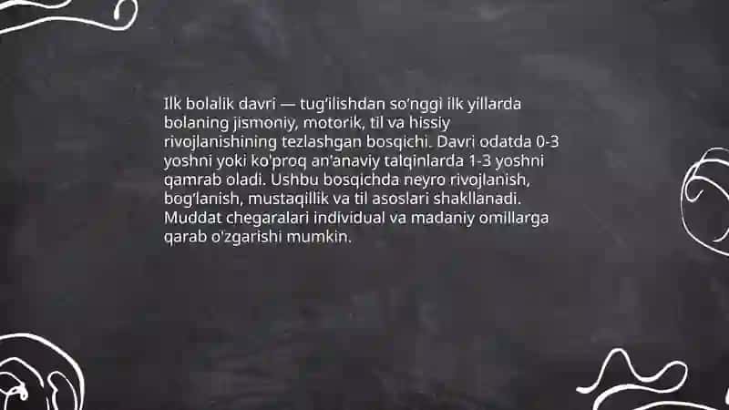 Ilk bolalik davrining psixologik xususyatlari mavzusida slayt 3