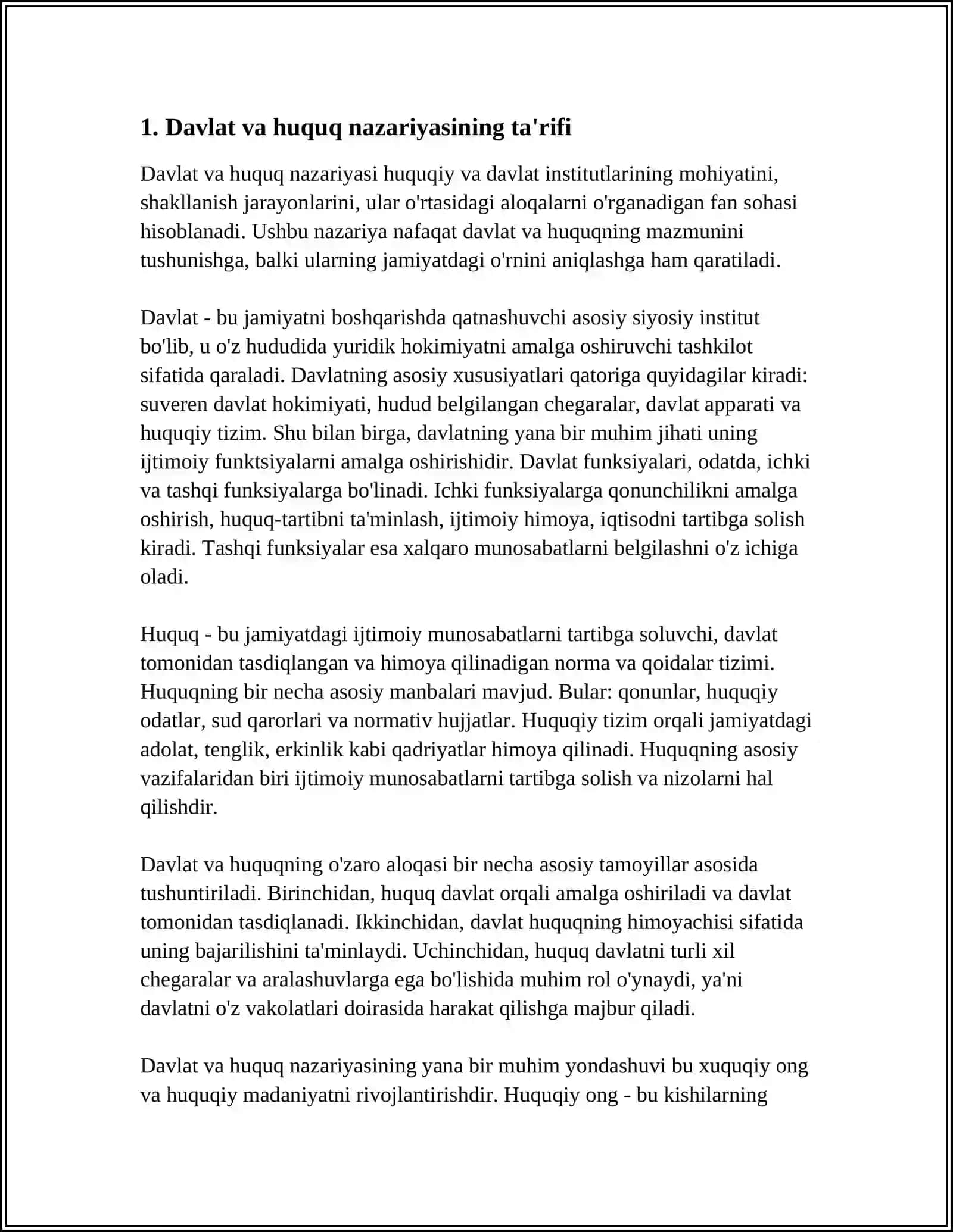 DAVLAT VA HUQUQ NAZARIYASINING IJTIMOIY VA YURIDIK FANLAR TIZIMIDAGI OʻRNI HAMDA AHAMIYATI 3