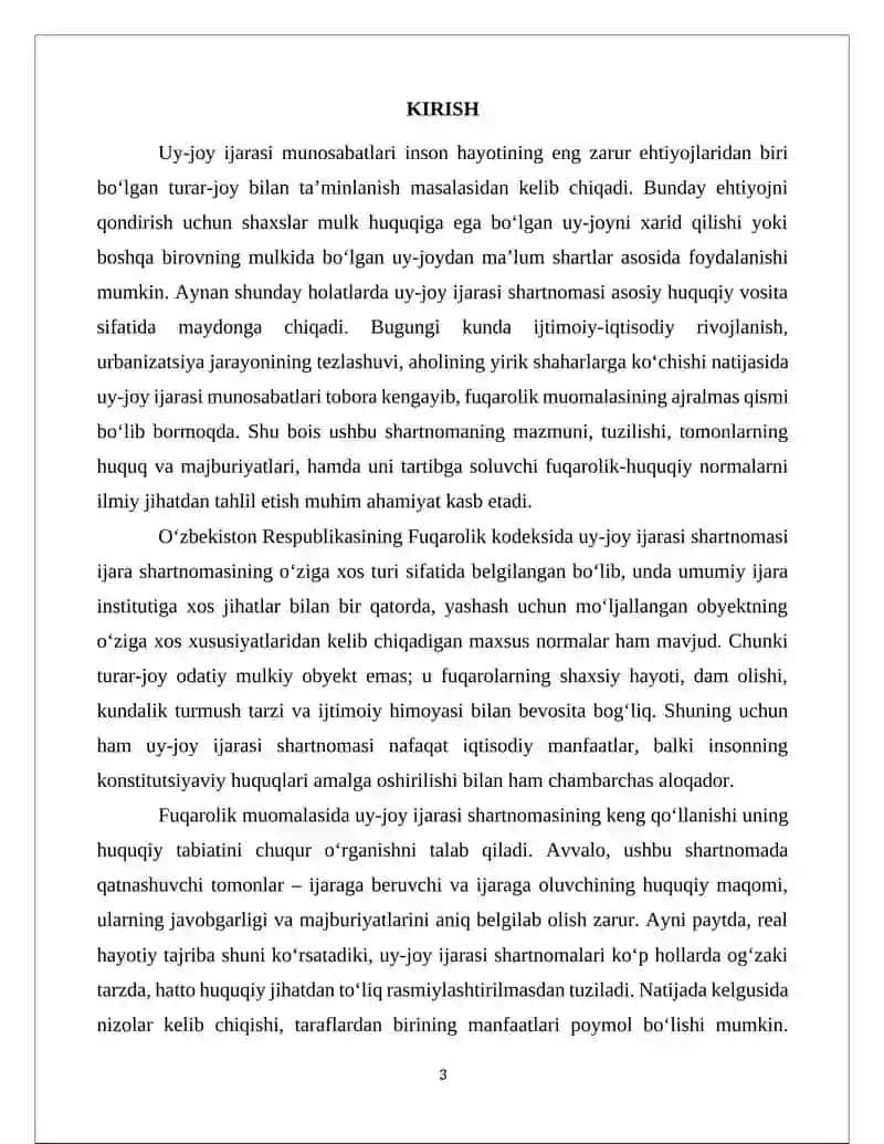 Uy-joy ijarasi shartnomasining fuqarolik-huquqiy xususiyatlari 3