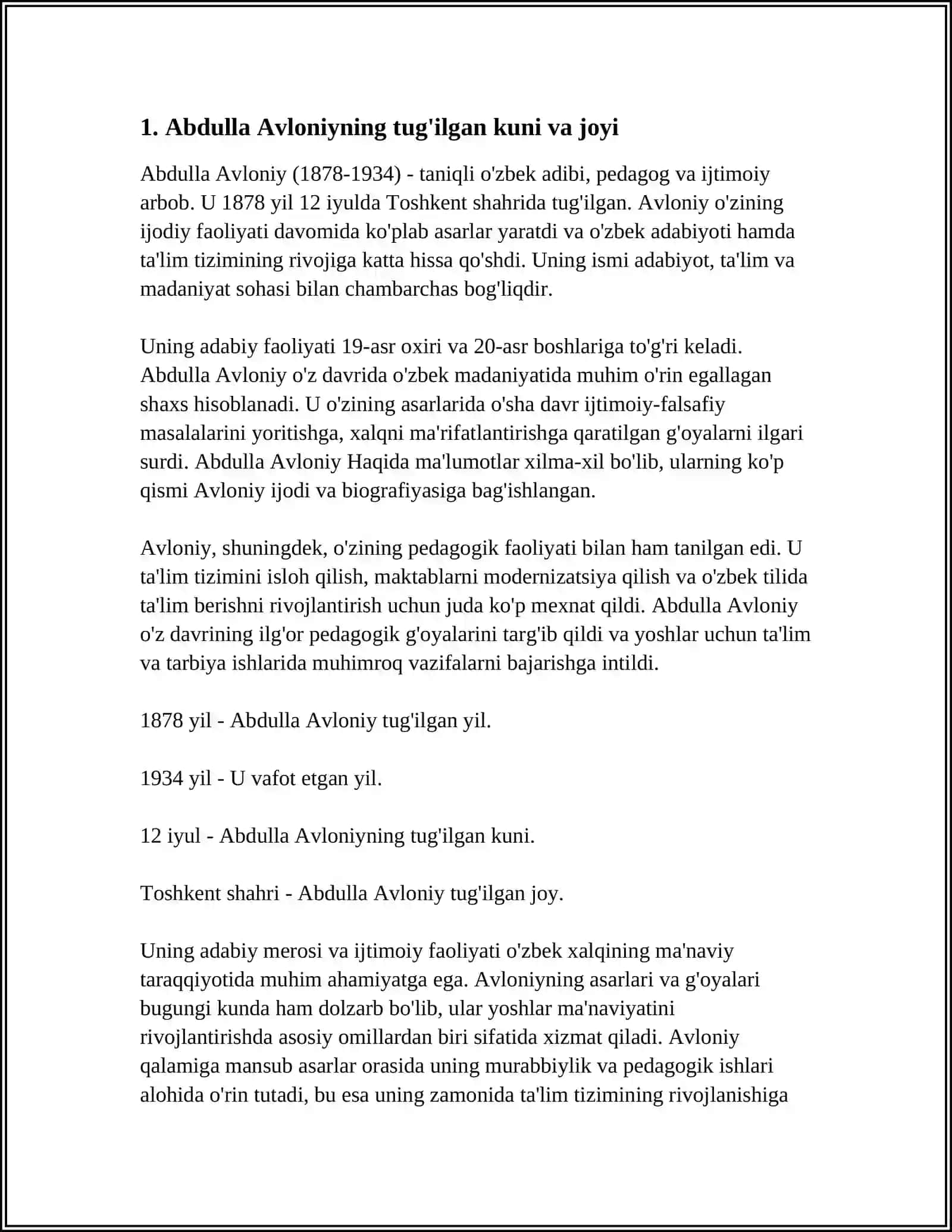 ABDULLA AVLONIY HAYOT VA IJOD YO'LI 3