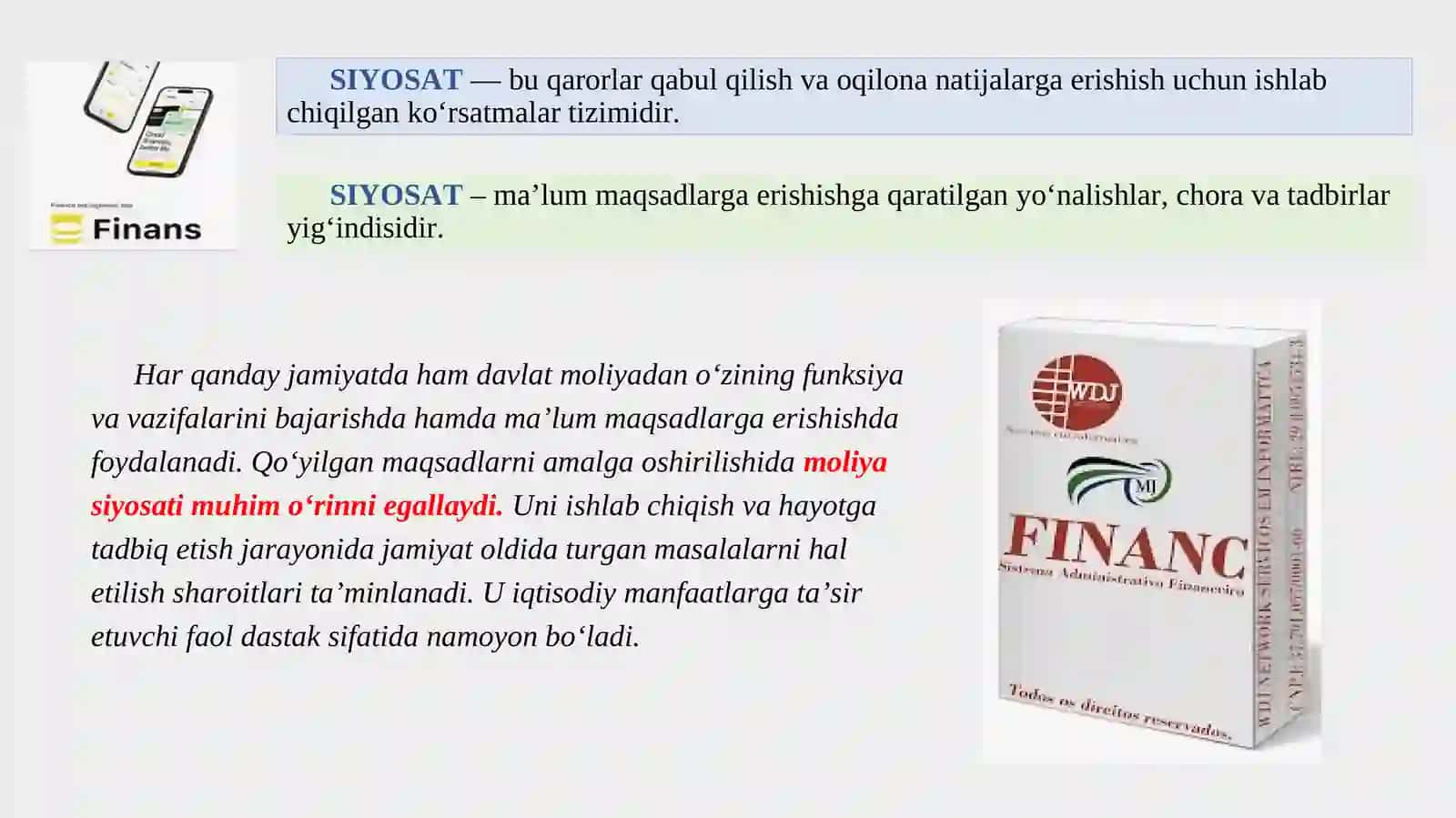 Moliya siyosati va moliyaviy tizim 3