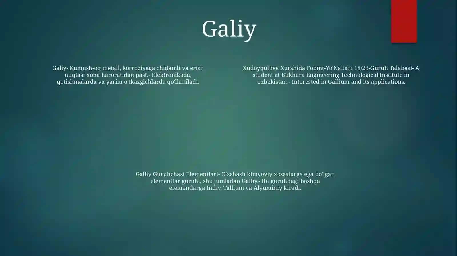 Galliy Guruhchasi Elementlari 3