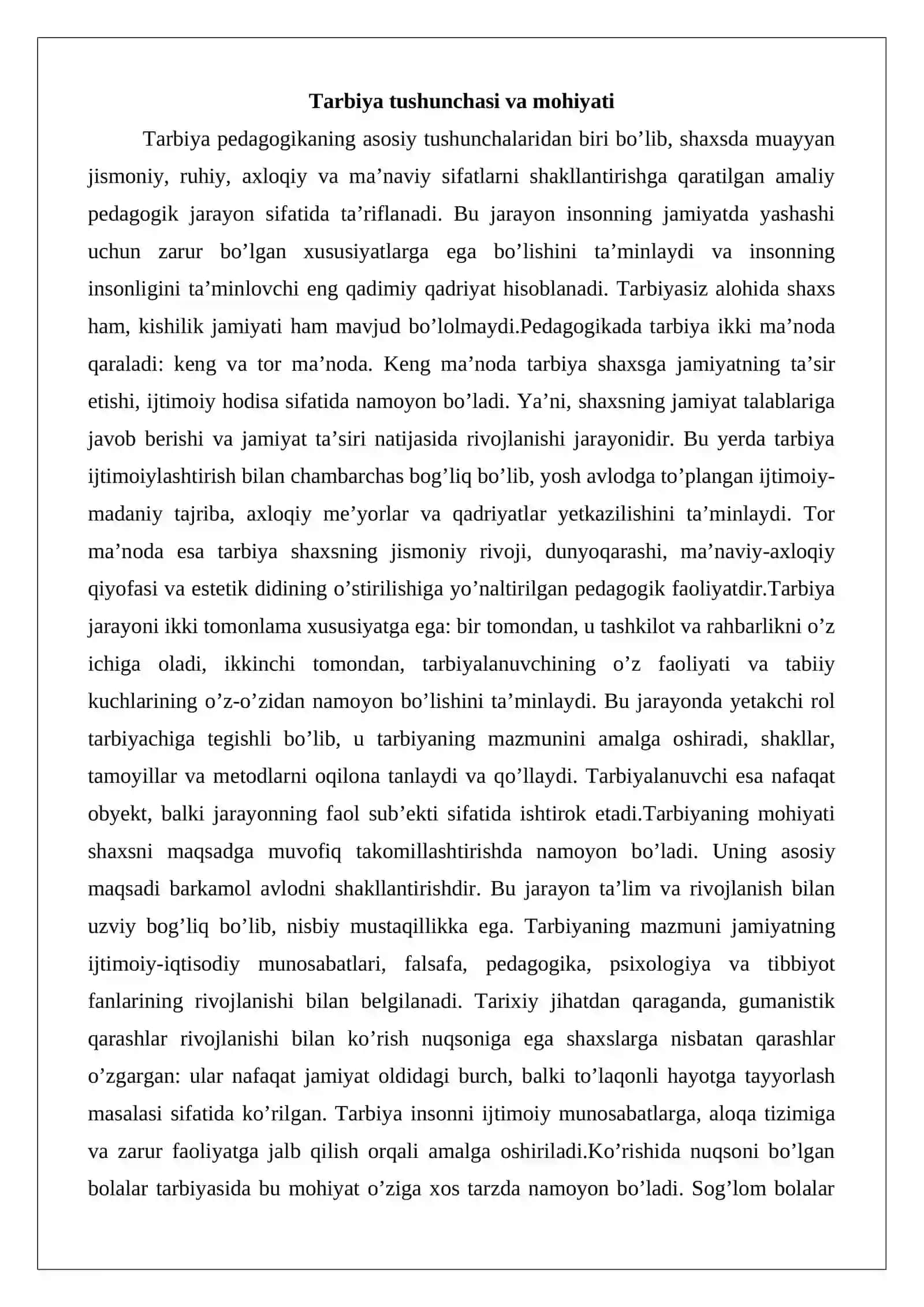Ko’rishida nuqsoni bo’lgan bolalar maktabida tarbiyaning mohiyati, maqsadi va vazifalari 3