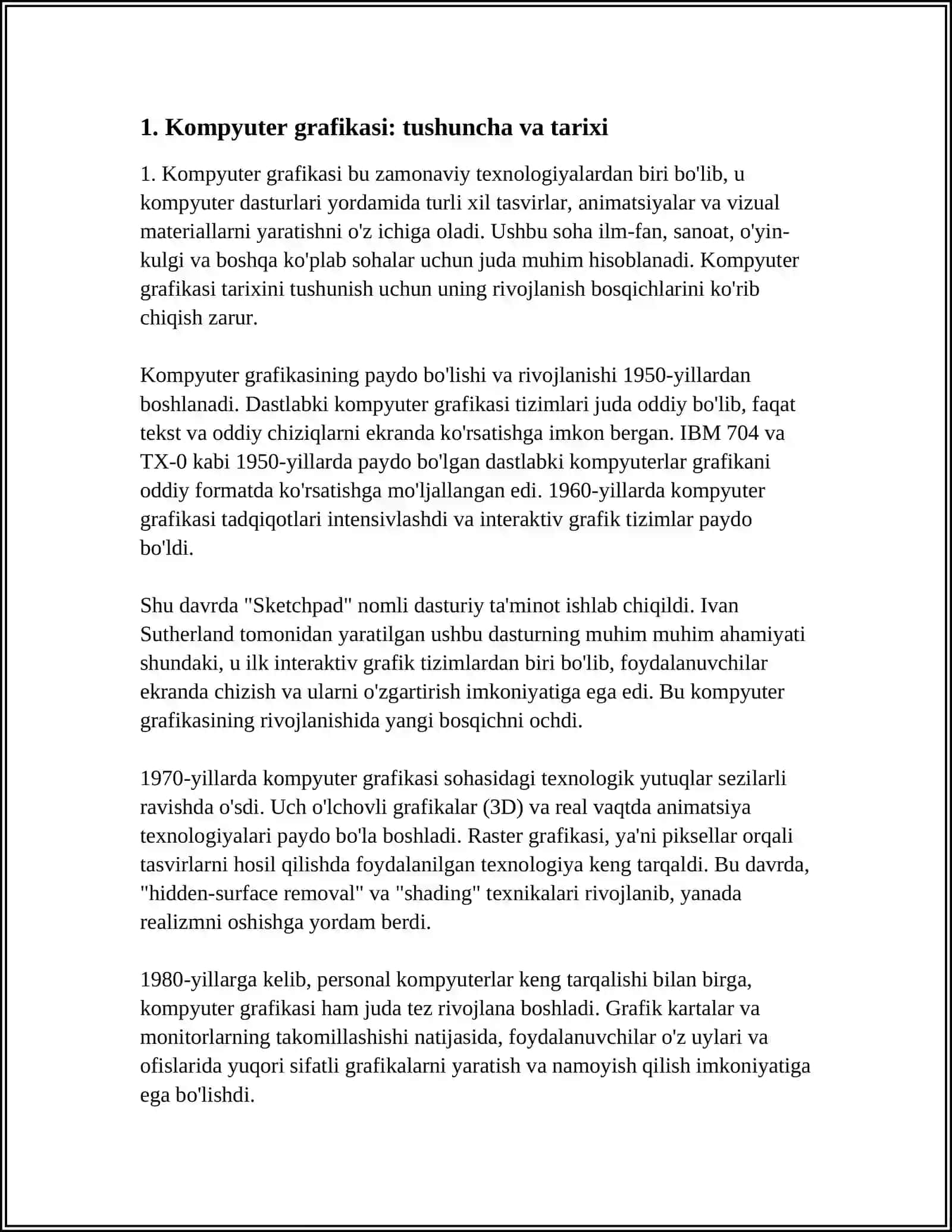 KOMPYUTER GRAFIKASI VA UNING TURLARI 3