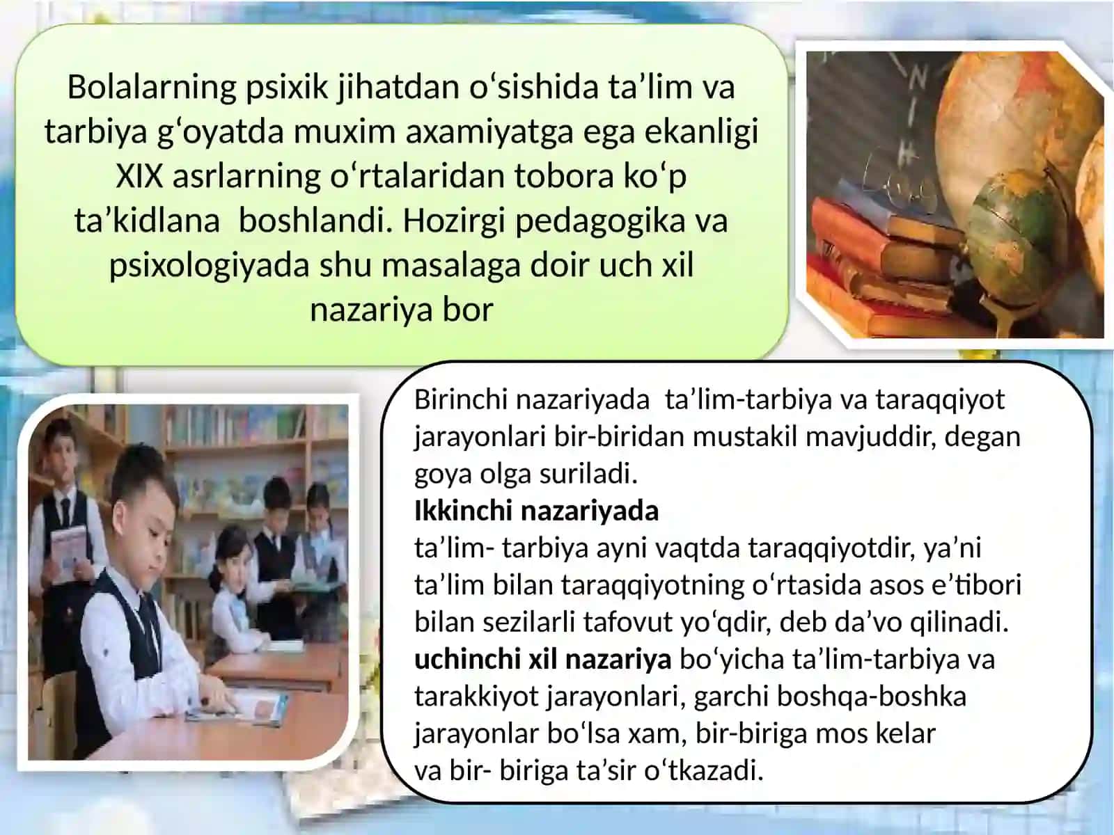 Ontogenizning ilk rivojlanish boqichlarida insonning psixik rivojlanishiga xos xususiyatlar va maktabgacha yosh davri psixologiyasi 3