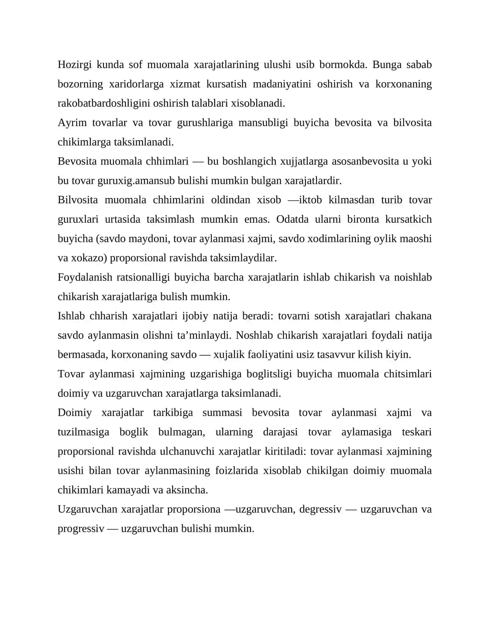 Savdo korxonasi muomala xarajatlari 3