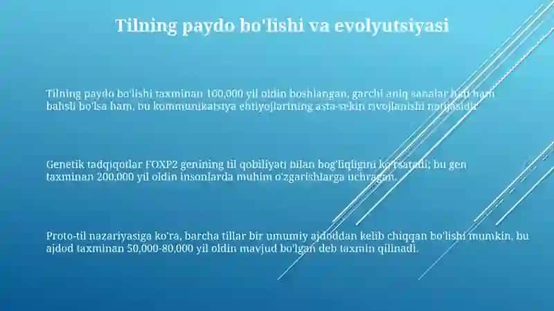 Tilning paydo bo'lishi va evolyutsiyasi 3