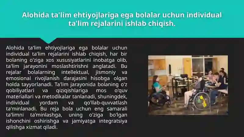 Alohidatalime htiyojlariboʻlganbolalarninginklyuzivtalimiyangitalmiyamaliyotsifatida 3
