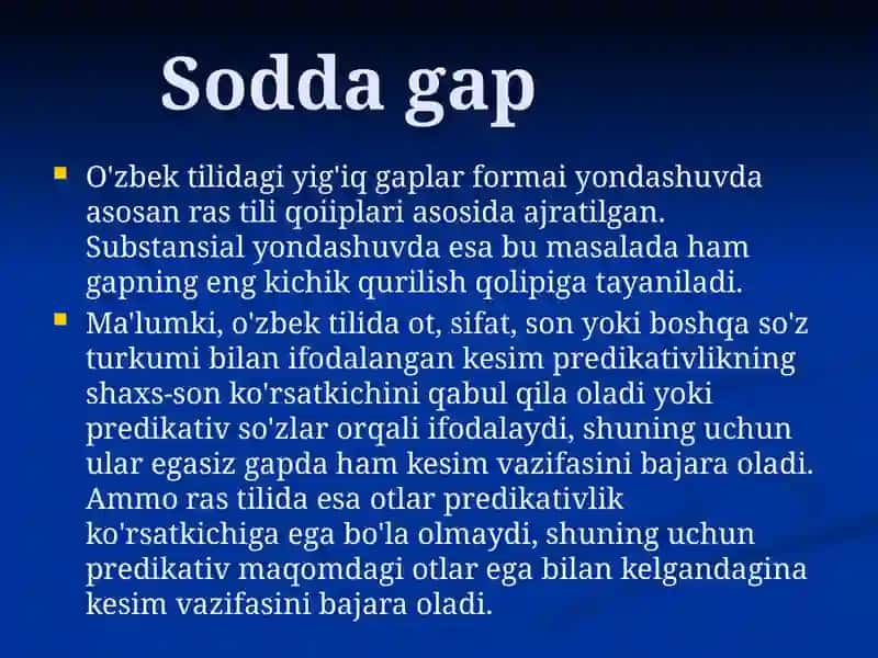 Sodda gaplarning uslubiy imkoniyati 3