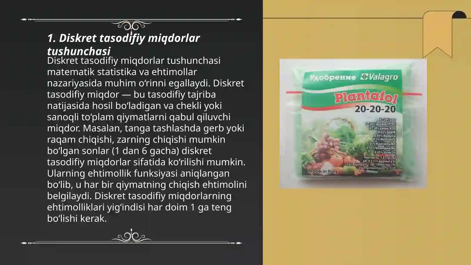 Diskret va uzliksiz tasodifiy miqdorlar 3