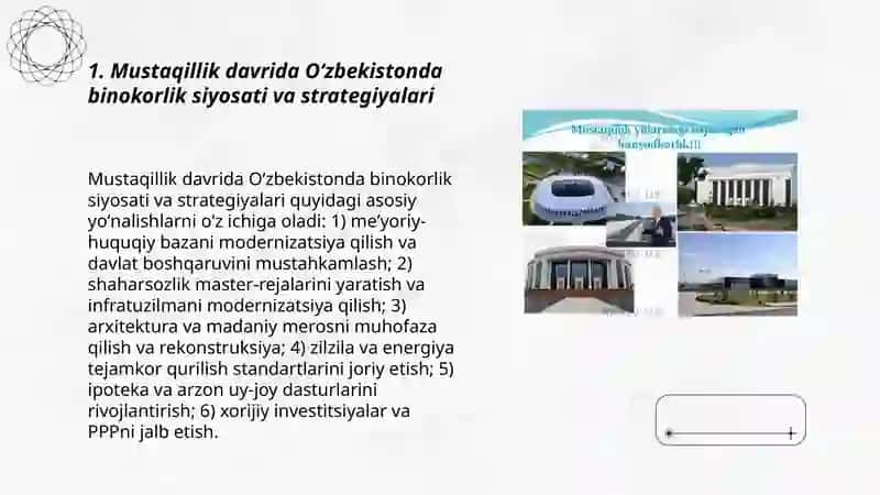 Mustaqillik yillarida binokorlik va meʼmorchilik 3