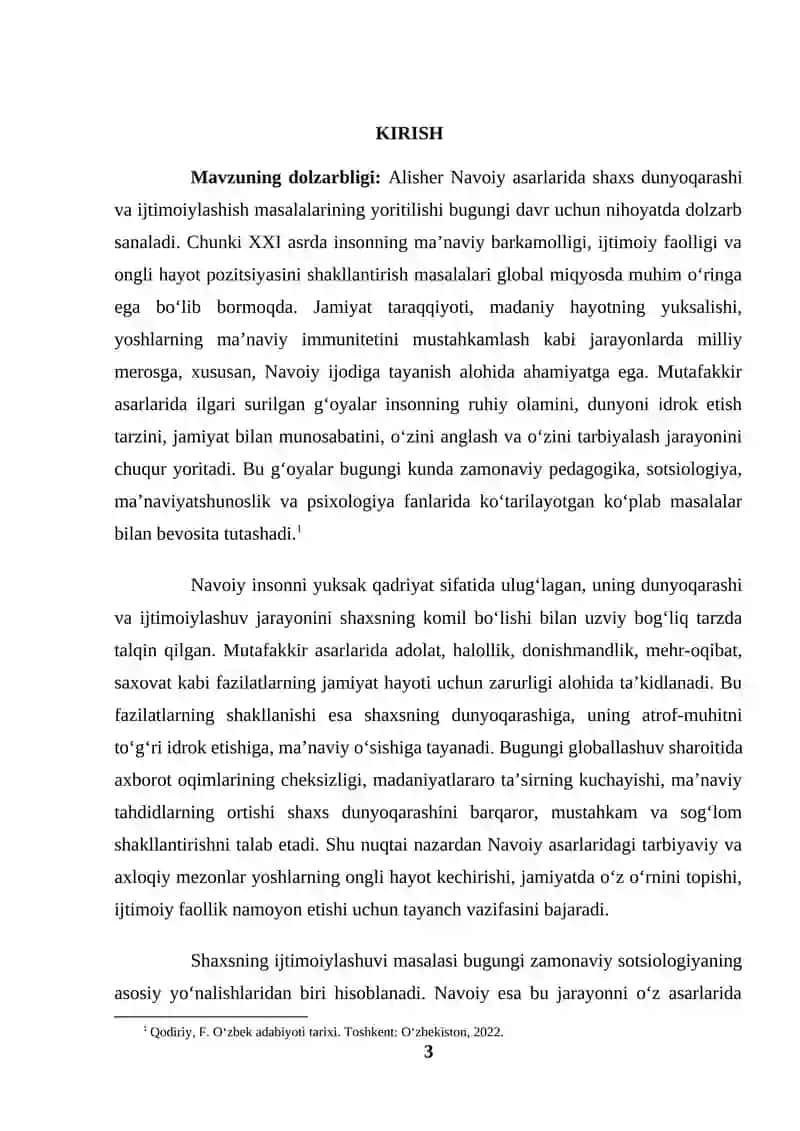 Alisher Navoiy asarlarida shaxs dunyoqarashi va ijtimoiylashish masalalarining yoritilishi (KURS ISHI) 3