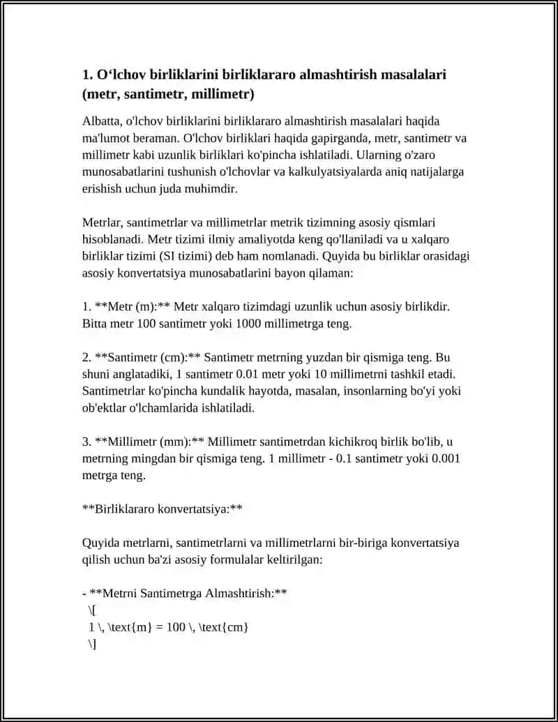 OʻLCHOV BIRLIKLARI BILAN MANTIQIY TOPSHIRIQLAR 3