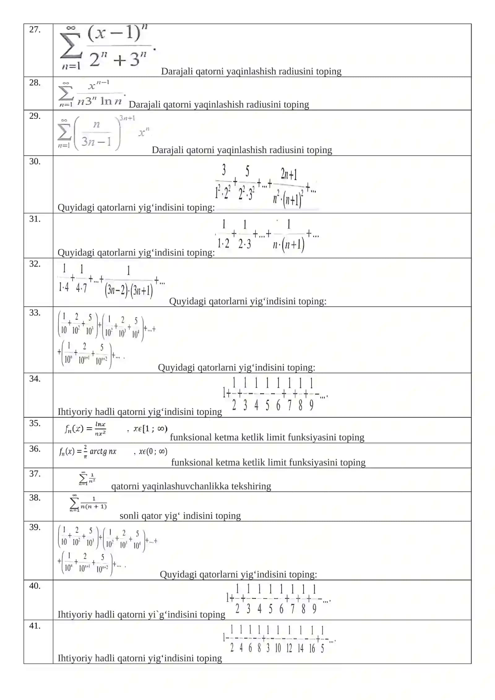 5110100-MATEMATIKA VA INFORMATIKA ta’lim yo‘nalishi 2024-2025 o‘quv yilida bitiruvchi talabalari uchun tashkil etilayotgan yakuniy davlat attestatsiyasining test sinovlari uchun majburiy fanlardan tuzilgan test savollar B A N K I 3