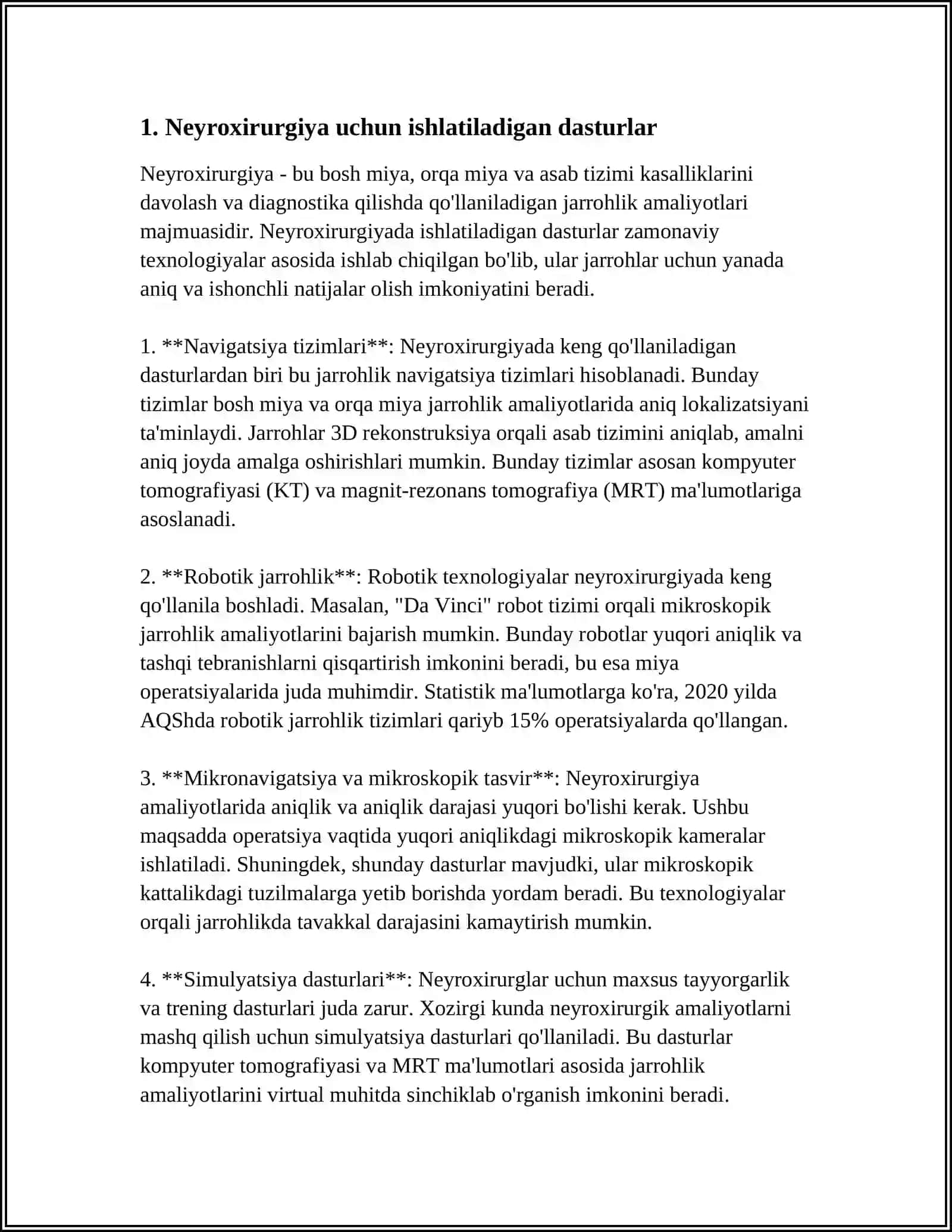 NERVPXIRURGIYA VA NEVRALOGIYA BUYICHA FOYDALANGAN DASTURLARNI OLISH 3