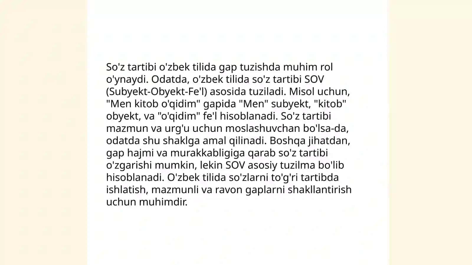 Õzbek tilida sintaktik shakl hosil qiluvchi kategoriyalar 3