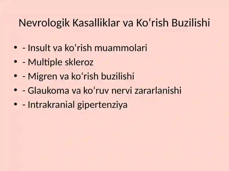 Ko‘rish BuzilishivaNevrologiya 3